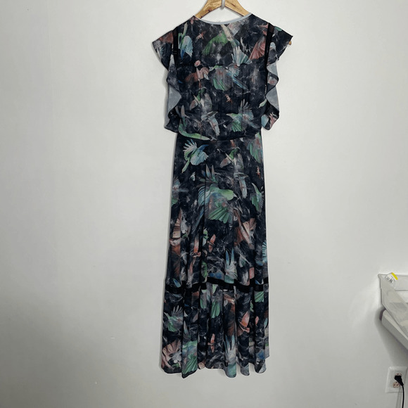 Hunter Bell Printed Harrison MIDI Floral Dress blue crepe abstract women's us 0 - Picture 7 of 9